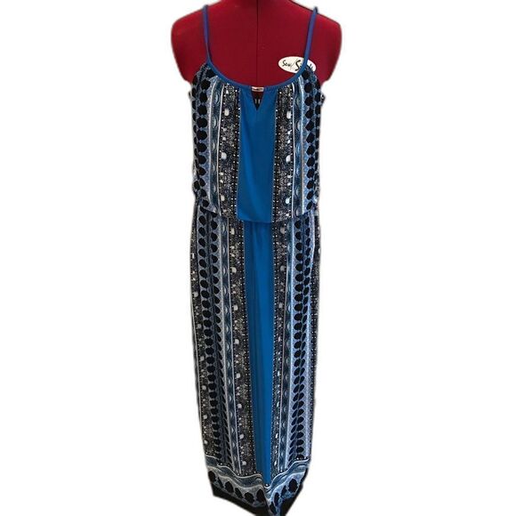 Style & Co Dress Woman's Size Medium Multi-Colored Print Keyhole Cutout Maxi - Picture 1 of 8